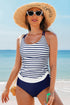 Ruched Side Tie Strap Leaf Print Tankini Set