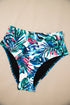 Ruched Side Tie Strap Leaf Print Tankini Set