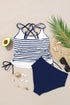 Ruched Side Tie Strap Leaf Print Tankini Set