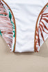 Ruched Side Tie Strap Leaf Print Tankini Set
