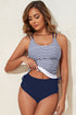 Ruched Side Tie Strap Leaf Print Tankini Set