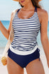 Ruched Side Tie Strap Leaf Print Tankini Set