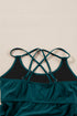 Ruched Side Tie Strap Leaf Print Tankini Set
