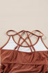 Ruched Side Tie Strap Leaf Print Tankini Set