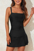 Ruched Square Neck Tummy Control Swim Dress
