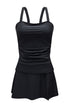 Ruched Square Neck Tummy Control Swim Dress