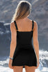Ruched Square Neck Tummy Control Swim Dress