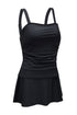 Ruched Square Neck Tummy Control Swim Dress