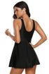 Ruched Surplice Gradient Print Skirted Swimdress
