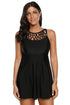 Ruched Surplice Gradient Print Skirted Swimdress