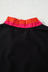 Ruffle Collar Split Neck Striped Trim Long Sleeve Blouse