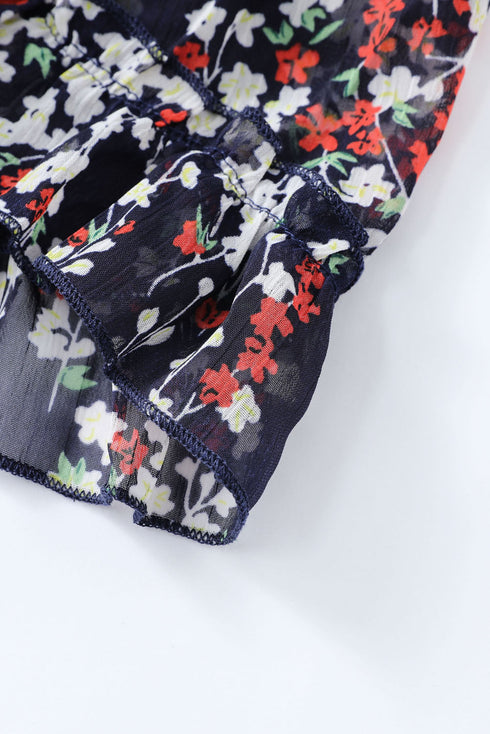 Ruffle Detail Open Back Bohemian Print Maxi Dress