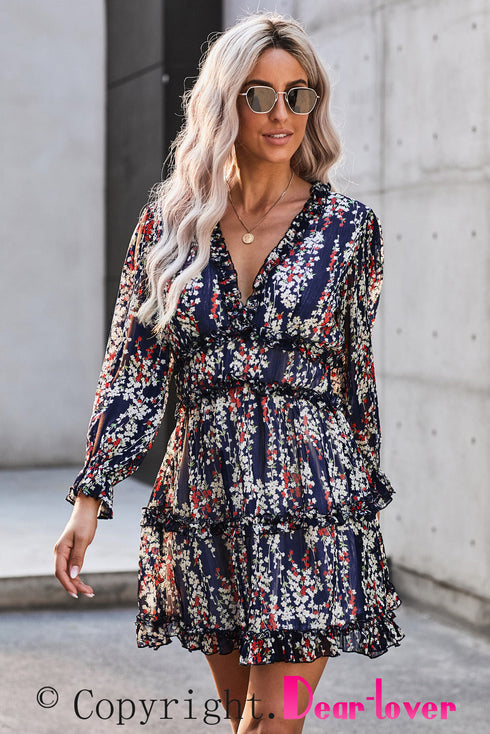 Ruffle Detail Open Back Bohemian Print Maxi Dress