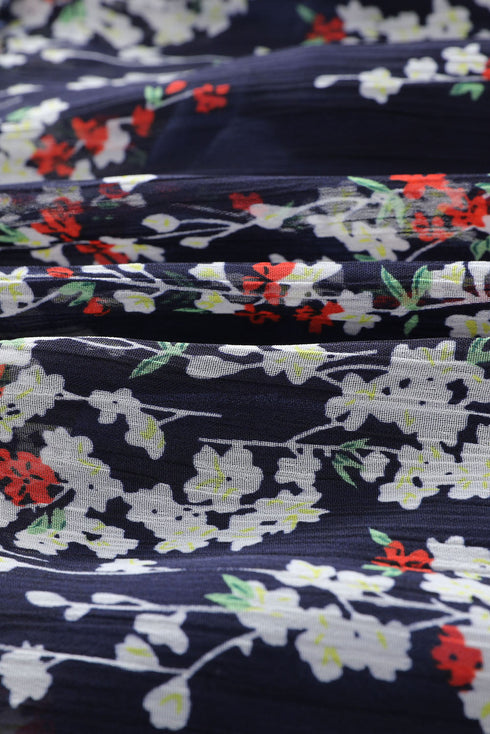 Ruffle Detail Open Back Bohemian Print Maxi Dress