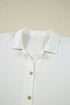 Ruffle Elastic Cuffs Puffy Long Sleeve Button Down Blouse