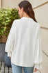 Ruffle Elastic Cuffs Puffy Long Sleeve Button Down Blouse