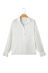 Ruffle Elastic Cuffs Puffy Long Sleeve Button Down Blouse