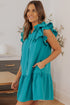 Ruffle Flutter Sleeve Tie Neck Tiered Mini Dress