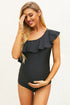 Ruffle Front One Shoulder Maternity Swimsuit