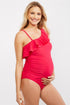 Ruffle Front One Shoulder Maternity Swimsuit