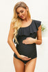 Ruffle Front One Shoulder Maternity Swimsuit