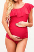 Ruffle Front One Shoulder Maternity Swimsuit