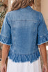 Ruffle Hem Raw Edge Half Sleeve Western Denim Jacket