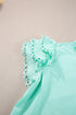 Ruffle Mock Neck Tiered Eyelet Sleeve Blouse