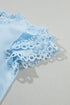 Ruffle Mock Neck Tiered Eyelet Sleeve Blouse