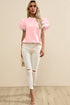 Ruffle Mock Neck Tiered Eyelet Sleeve Blouse