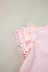 Ruffle Mock Neck Tiered Eyelet Sleeve Blouse
