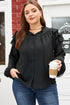 Ruffle Neck Tie Front Chiffon Balloon Sleeve Blouse