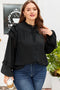 Ruffle Neck Tie Front Chiffon Balloon Sleeve Blouse