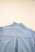 Ruffle Short Puff Sleeve Chambray Denim Shirt