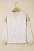 Ruffle Shoulder Animal Print Crew Neck Pullover Top