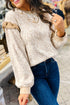 Ruffle Shoulder Animal Print Crew Neck Pullover Top