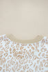 Ruffle Shoulder Animal Print Crew Neck Pullover Top