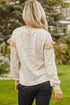 Ruffle Shoulder Animal Print Crew Neck Pullover Top