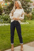 Ruffle Shoulder Animal Print Crew Neck Pullover Top