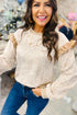 Ruffle Shoulder Animal Print Crew Neck Pullover Top