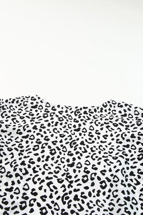 Ruffle Shoulder Embellished V Neck Animal Print Tank Top