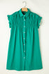 Ruffle Sleeve Button Front Gathered Shirt Dress