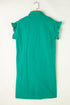 Ruffle Sleeve Button Front Gathered Shirt Dress