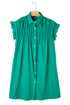 Ruffle Sleeve Button Front Gathered Shirt Dress