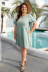 Ruffle Sleeve Flared A Line Plus Size Mini Dress