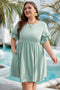 Ruffle Sleeve Flared A Line Plus Size Mini Dress