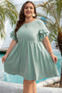 Ruffle Sleeve Flared A Line Plus Size Mini Dress