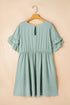 Ruffle Sleeve Flared A Line Plus Size Mini Dress
