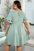 Ruffle Sleeve Flared A Line Plus Size Mini Dress