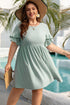 Ruffle Sleeve Flared A Line Plus Size Mini Dress